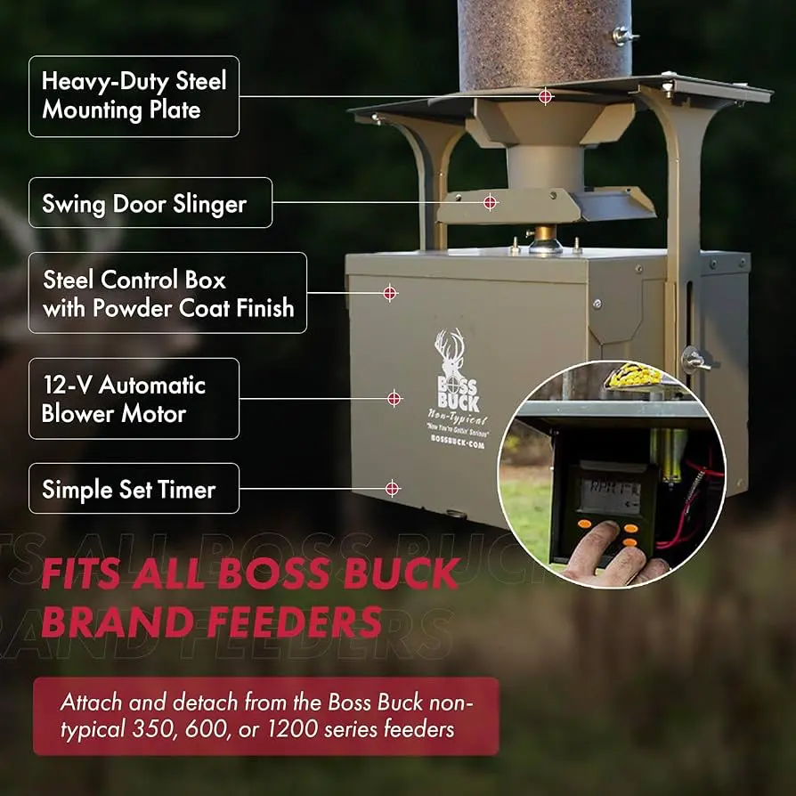 Boss Buck 200 lb Automatic Spinner Deer Feeder - 12v Battery Included - Image 6