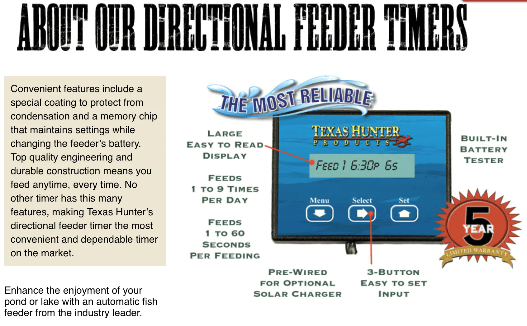 Texas Hunter Premium Digital Timer for Directional Fish Feeders - Image 4