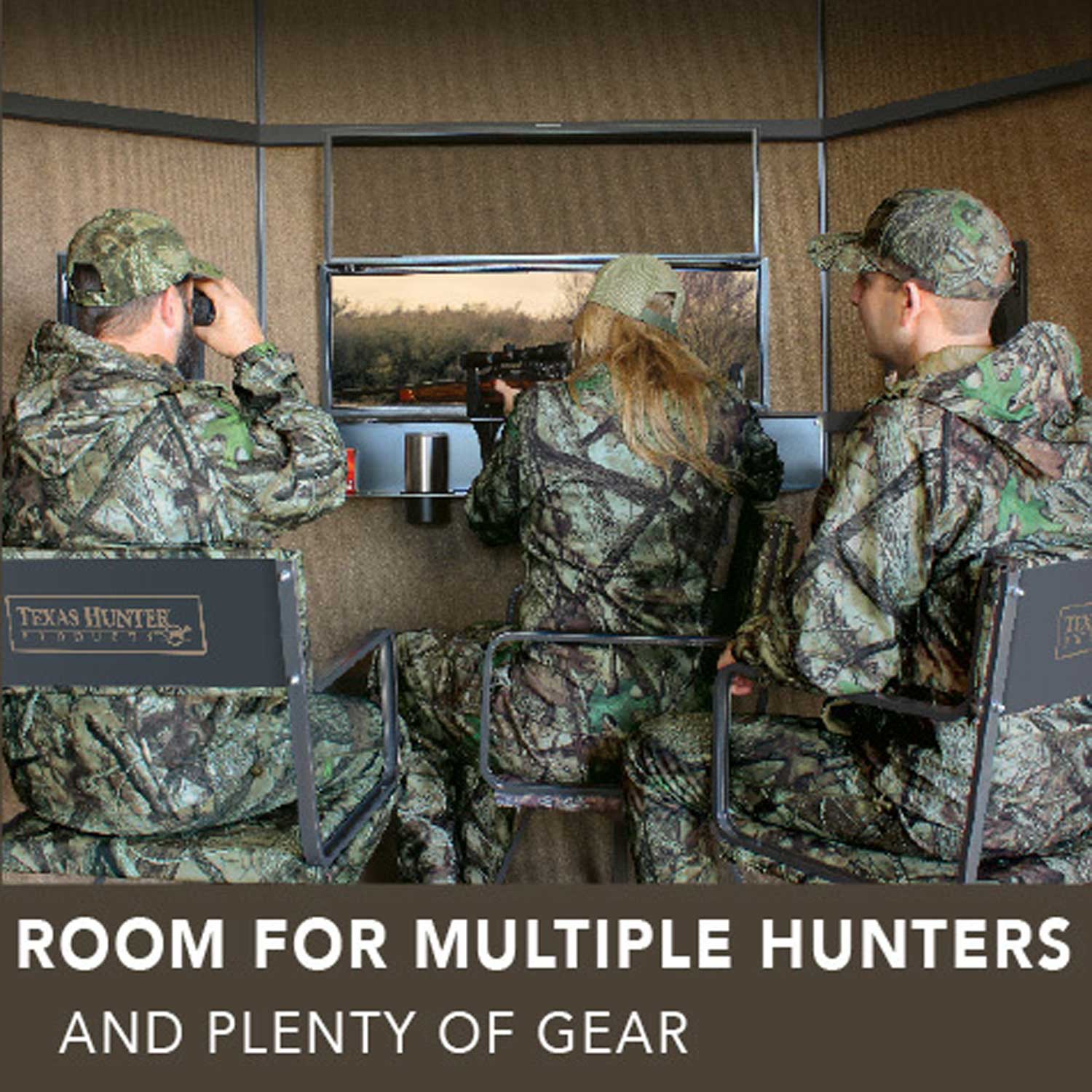 Texas Hunter Wrangler Rifle Octagon Shaped Camo Aluminum 5' x 7' Deer Blind with 4' Tower - Image 8